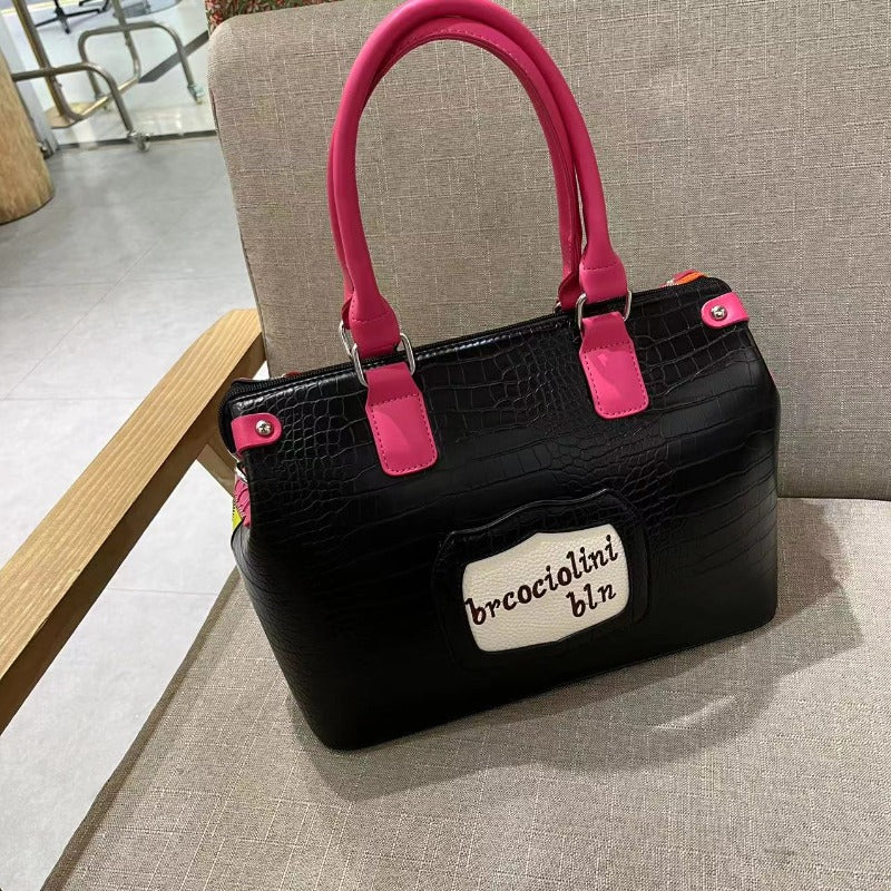 Chh Chrome Heart Leather Bag Embroidered Cartoon Shoulder Bag Crossbody Bag