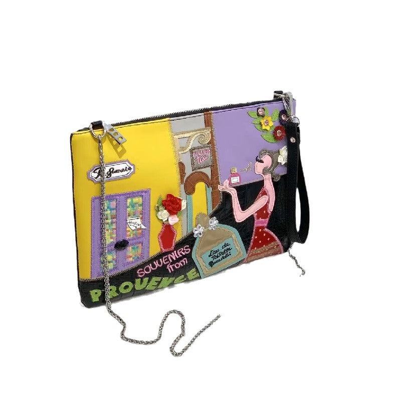 Chh Chrome Heart Leather Bag Embroidered Shoulder Crossbody Bag