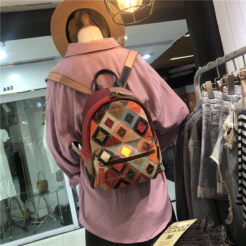 Chh Chrome Heart Leather Bag Handmade Contrast Cowhide Bag Backpack