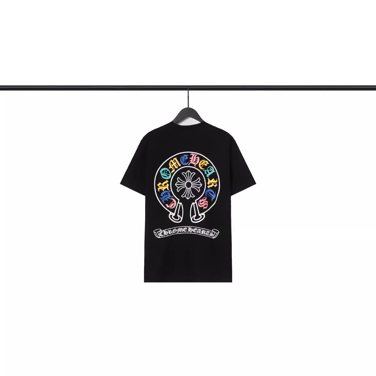 CHH Chrome Heart T Shirts Croix Cross Color Leather Printed Short Sleeve T-Shirt