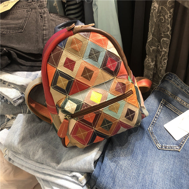 Chh Chrome Heart Leather Bag Handmade Contrast Cowhide Bag Backpack