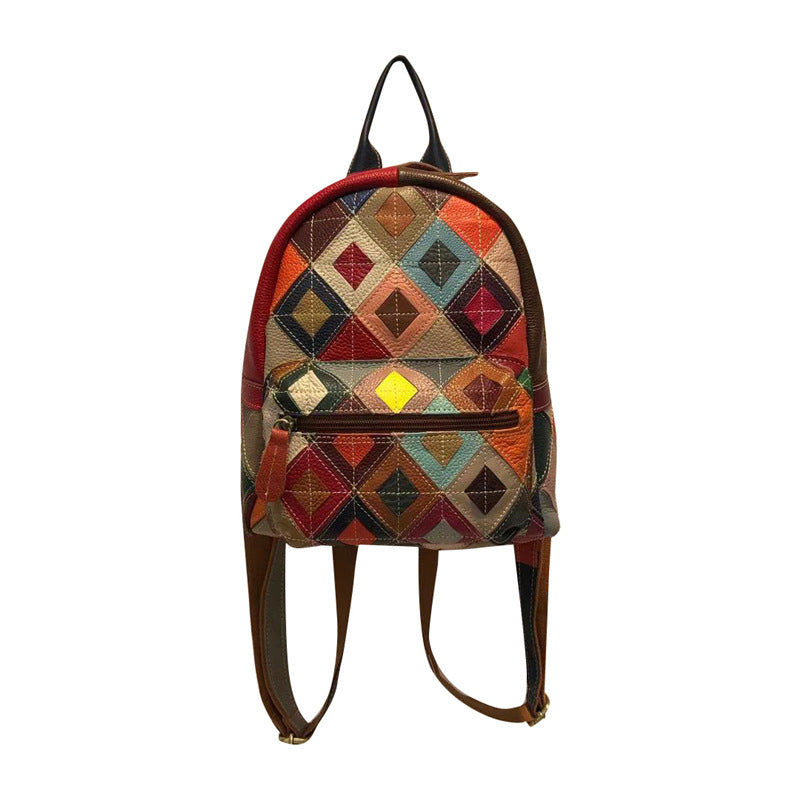 Chh Chrome Heart Leather Bag Handmade Contrast Cowhide Bag Backpack