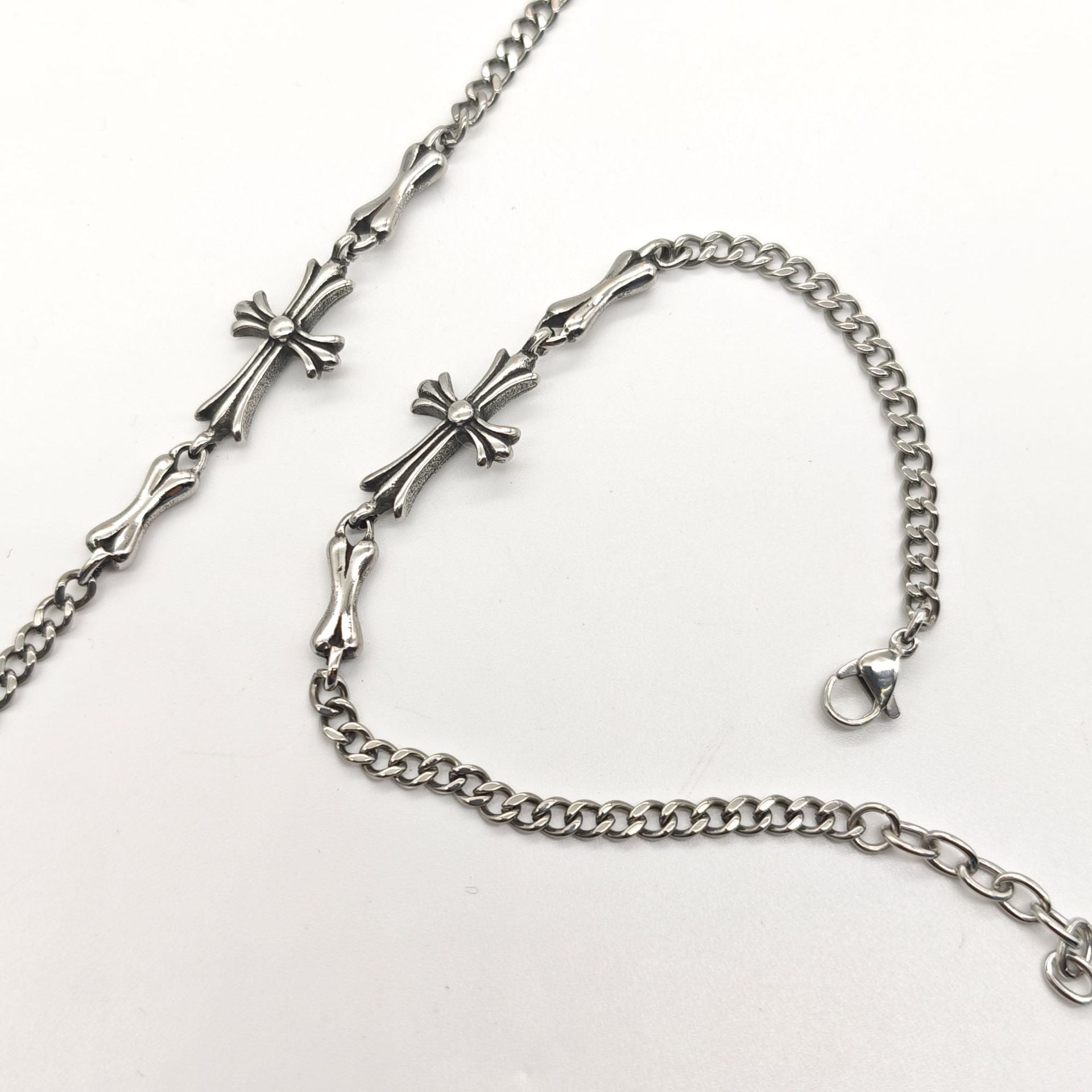 Chrome Hearts Silver Plus Cross chain bracelet 925 Sterling Silver
