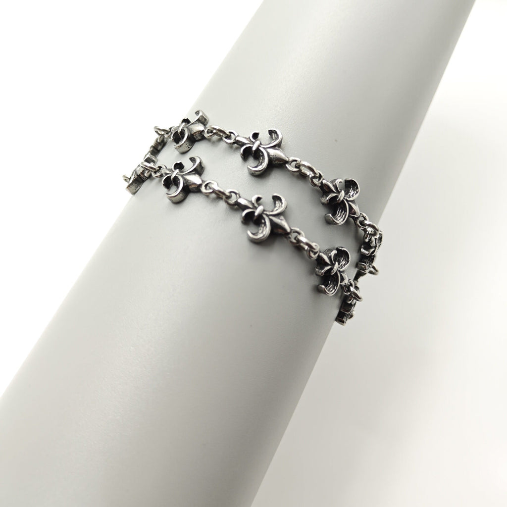 Chrome Hearts retro silver-toned fleur-de-lis link bracelet