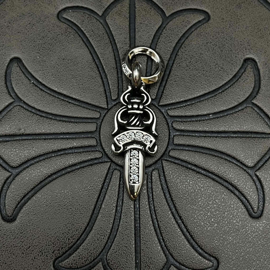 Chrome Hearts small diamond-encrusted sword pendant