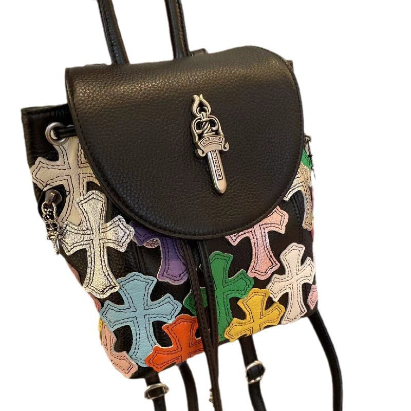 Chh Chrome Heart Leather Bag Cowhide Ladies Backpack Mini Backpack