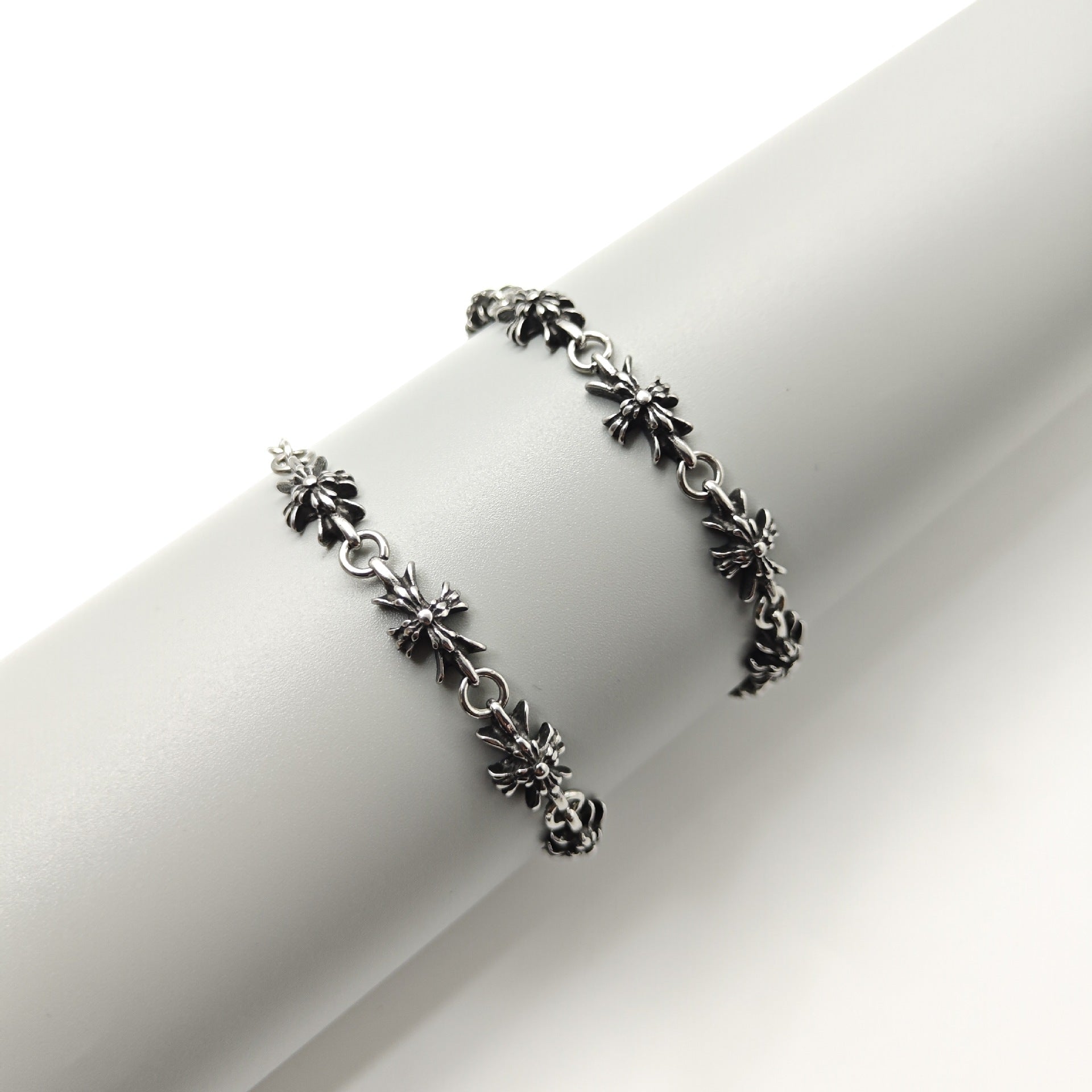 Chrome Hearts Silver 925 Tiny E Cross Bracelet