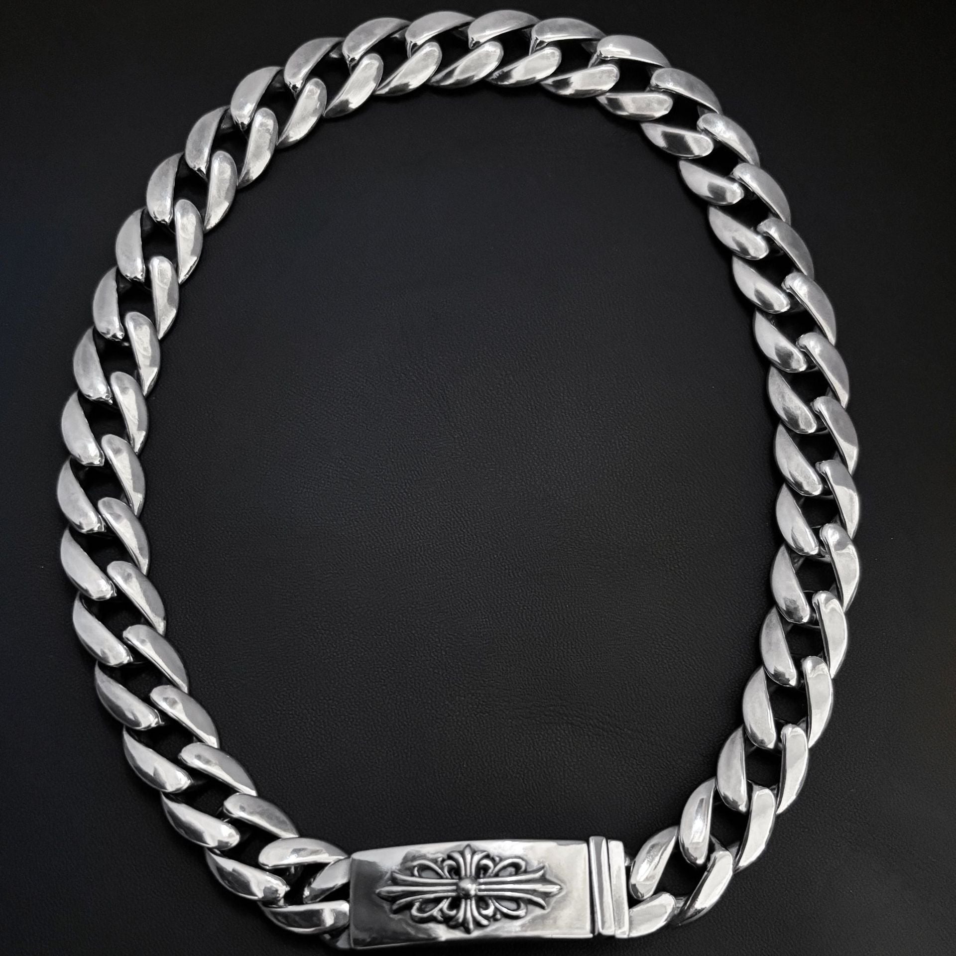 Chrome Hearts thick sword cross flower hip-hop necklace