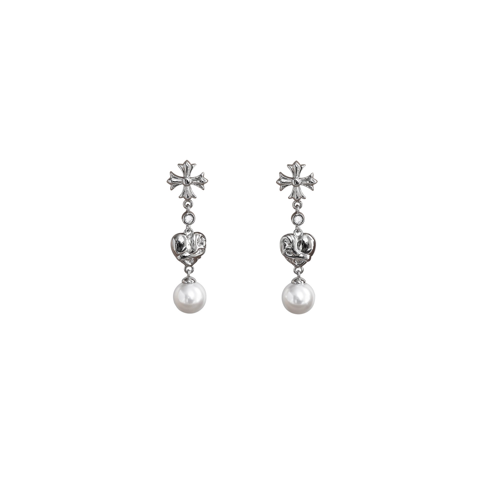Chrome Hearts cross pearl earrings