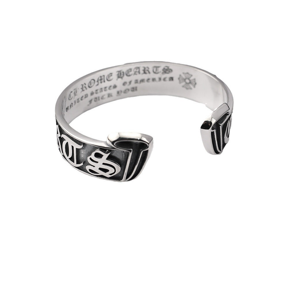 Chrome Hearts retro Scroll Label open bracelet